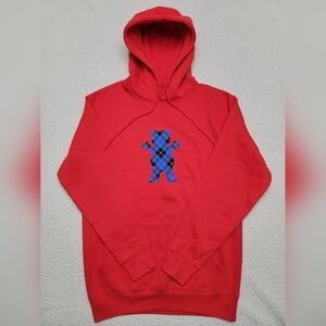 Grizzly Griptape Hoodie Red Blue Plaid Bear Logo Skateboarding Mens Medium NWOT